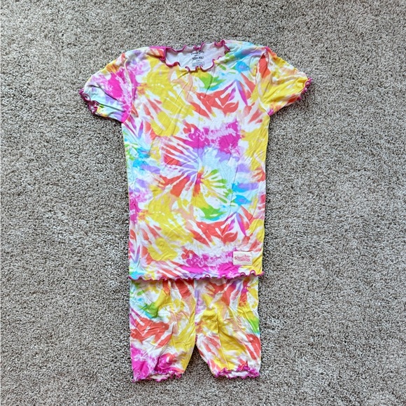 Girls buttery Soft Bamboo Pajamas Tie Dye Short Summer pajamas ruffle size XL - Picture 9 of 14